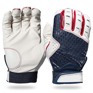 Gants de frappe de baseball en cuir pour gaucher, en tissu extensible, couleurs et marquage personnalisables, avec fermeture auto-agrippante - Product Image 1