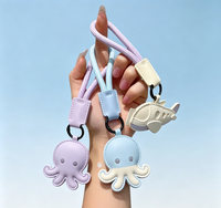 Porte-clés en cuir PU créatif et durable, motif animaux marins mignons, pendentif pour sac d'école, taille 4cm*5cm, cadeau idéal pour la rentrée scolaire - Vente en gros