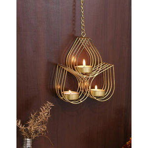 Porte-lampe à thé en fer doré fait à la main, parfait pour la décoration intérieure, les événements, les accessoires d'éclairage, élégants et élégants. - Product Image 2