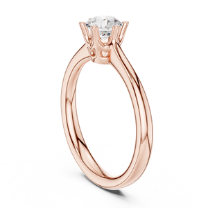 Anillo Solitario de Moissanita con Corte Brillante Redondo Color D - Anillo de Plata de Ley Chapado en Oro Rosa de 14K con 6 Puntas para Ella - Product Image 3