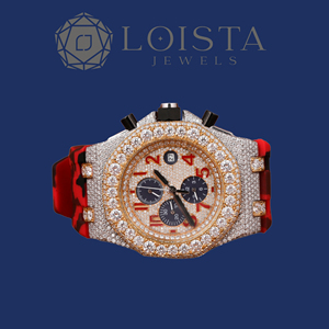 LOISTA Diamond Chronograph <b>Watch</b> 43mm Oval Case <b>Rubber</b> Band Analog Quartz Men's Luxury Timepiece - Product Image 1