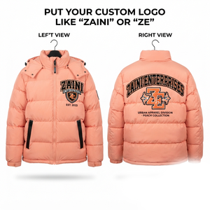 Premium 320 GSM Polyester Peach <b>Pink</b> Quilted Puffer <b>Jacket</b> With Custom Embroidered Logo Winter Wear - Product Image 1