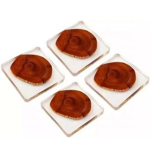 Incrustación de madera Natural, resina transparente, posavasos de madera cuadrada, estilo clásico, peso, Material ecológico, precio al por mayor - Product Image 1