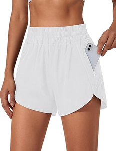 Shorts de course Bermuda pour femmes à séchage rapide avec poche zippée taille haute légers - Product Image 5