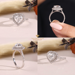 แหวนเพชรทรงหัวใจขนาด 1.50 กะรัต สวยงาม แหวนหมั้นเพชร CVD ที่เพาะเลี้ยงในห้องปฏิบัติการ ได้รับการรับรองจาก IGI สี D ความสะอาด VVS2 ทองคำแท้ 14K - Product Image 5