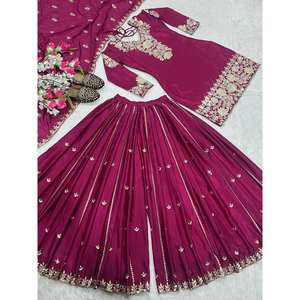 Ensembles de costumes de fête pour femmes de designer avec travail de séquence de codage de broderie - Product Image 1