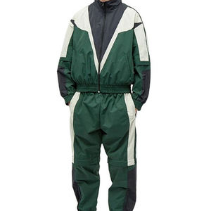 Blouson de course pour homme vert et blanc, coupe-vent, col montant, fermeture éclair, style sportif, coupe ample, vêtement d'extérieur d'automne - Product Image 1