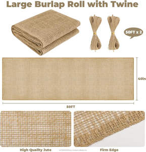 Rouleau de toile de jute 100% naturelle 40 po x 50 pi, rouleau de toile de jute 10 oz - Toile de jute pour jardin, protection des arbres et des plantes en hiver - Product Image 4