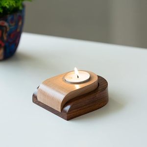 Handmade Durable Wooden <b>Tea</b> Light Candle Holder Irregular Tabletop Votive <b>Stand</b> for Home Wedding Christmas Decor - Product Image 1