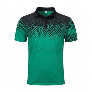 Camiseta polo personalizada para hombre de secado rápido y ligera, camisetas polo sublimadas de manga corta en verde y negro, ajuste regular, camisetas de golf. - Product Image 1