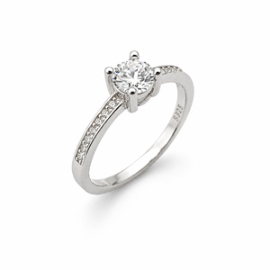 925 Sterling <b>Silver</b> Women's Round <b>Solitaire</b> <b>Ring</b> with Cubic Zirconia Classic Elegant High Polish Finish Engagement Wedding Party - Product Image 2