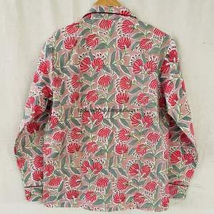 Nuevo conjunto de pijama de algodón para mujer, estampado a mano con motivos indios, 100% algodón. - Product Image 3