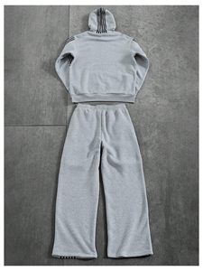 New Custom Men's Pullover Sweatshirt Jogger <b>Set</b> Solid <b>Colour</b> Pullover Hoodie Stacked Flared Casual Winter Style Customized Logo - Product Image 3