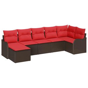 Conjunto de Sofá de Jardín de 7 Piezas en Poliratán Marrón con Cojines, Elegante Colección de Muebles para Exteriores - Product Image 2