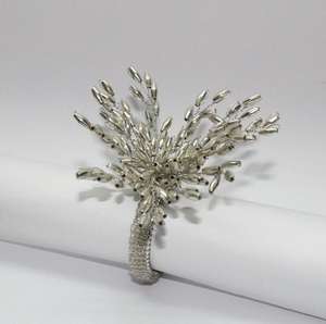 White Bearded <b>Crystal</b> Wedding Eco-Friendly Round Napkin Rings - Product Image 1