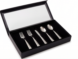 Ensemble de couverts classiques en acier inoxydable, 5 pièces (couteau, fourchette, cuillère), lavable au lave-vaisselle, finition poli miroir, pour mariage et table. - Product Image 6