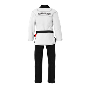 White BJJ <b>Kimono</b> Gi Pearl Weave Cotton Regular Fit Adult Breathable 340g Waterproof UV Protection Black Belt Included Front Logo - Product Image 2