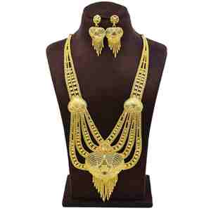 Wholesale 14K18K24K Micron <b>Gold</b> Heavy Bridal Long Necklaces Traditional Design Fashion Jewelry <b>Set</b> Dubai Style Long Jewelry <b>Set</b> - Product Image 1