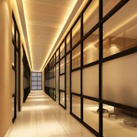 Cloison en verre trempé simple avec cadre latéral en aluminium intégré de 60 mm pour bureaux commerciaux et hôtels