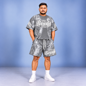 ชุดเสื้อยืดและกางเกงขาสั้นพิมพ์ลายตามสั่งสำหรับผู้ชาย สไตล์สตรีทแวร์ขนาดใหญ่พิเศษ เสื้อผ้าลำลองลายกราฟิกสำหรับฤดูร้อน ชุด 2 ชิ้น จากโรงงานผู้ผลิต - Product Image 4