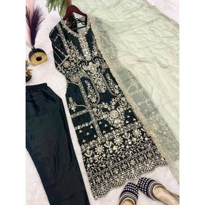 Hermoso conjunto de mujer con bordado pesado y traje elegante de trabajo de secuencia de codificación - Product Image 1