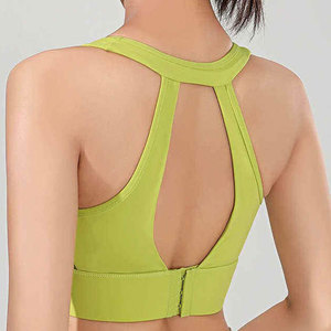 เสื้อชั้นในกีฬา Econex Sports สีเขียว ตะเข็บเรียบ ระบายอากาศได้ดี ผลิตจากผ้าสแปนเด็กซ์/โพลีเอสเตอร์ สายไขว้ด้านหลัง ปิดด้วยซิปด้านหน้า รองรับระดับปานกลาง เหมาะสำหรับโยคะและวิ่ง - Product Image 1