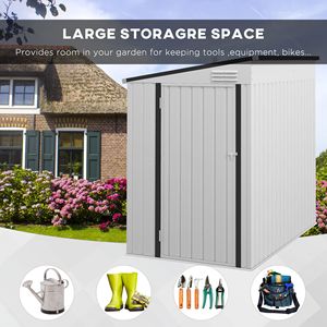 Outdoor <b>4x6</b> ft White Lean-to Storage Shed with Lockable Door Vents Wood <b>Frame</b> Easily Assembled for Garden Tools Patio Lawn - Product Image 5