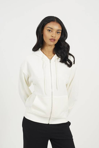 Custom Logo Winter Womens <b>Oversized</b> <b>Fleece</b> <b>Hoodie</b> OEM Cotton Blend Front Logo Drop Shoulder Pullover for Streetwear Brands - Product Image 4