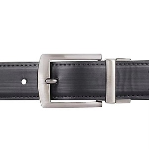 Cinturón Formal de Cuero Genuino para Hombre, Color Negro Sólido, Hebilla de Acero Rectangular, Diseño de una Sola Pieza, Duradero - Product Image 5