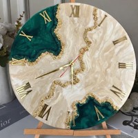 Jam Dinding Resin Geode Angka Romawi Dekoratif Bertenaga Baterai Dekorasi Ruang Tamu Modern Ukuran Jarum Dapat Disesuaikan