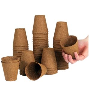 Meilleures ventes : Pot de semis en fibre de coco écologique, biodégradable naturel, avec trou de drainage, design carré minimaliste style ferme - Product Image 1
