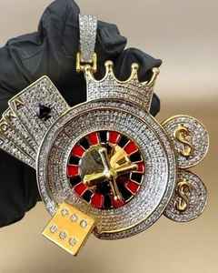 Colgante de Dados de Casino y Monedas, Plata 925, Chapado en Oro Amarillo de 14k, Moissanita VVS, Colgante Hip Hop para Hombre, Colgante de Diamantes Personalizado - Product Image 2