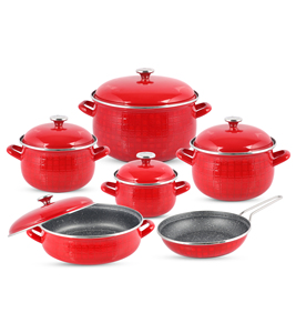<b>Non</b> <b>Stick</b> Cookware <b>Set</b> Enamel Coating with Induction Base Cooking <b>Pots</b> and Pans Complete Kitchenware <b>Set</b> - Product Image 1