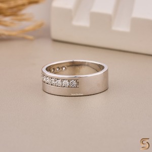 Lab Grown Diamond Channel <b>Set</b> Band 0.46 CT | Unisex Wedding <b>Ring</b> | Modern Luxury <b>Silver</b> Rhodium Plated IGI Certified | - Product Image 3