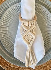 Porta servilletas de macramé, Anillo para servilletas de macramé, Decoración de mesa, Accesorios de mesa, Regalo hecho a mano - Product Image 2
