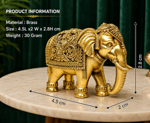 Estatua de Elefante con Trompa de Latón Puro, 100% Latón, 8x4x5.5cm, 125g, Murti Tradicional de Elefante para Puja, Decoración del Hogar, Arte para Cumpleaños y Diwali - Product Image 2