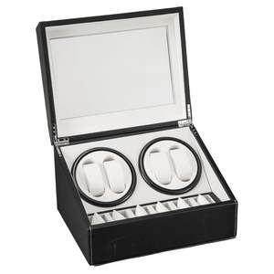 Auto Display <b>Watch</b> <b>Winder</b> Storage Box Black Leather Case with 4 or 6 <b>Automatic</b> Rotation - Product Image 3