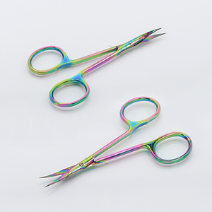 Tijeras de precisión para cutículas para manicura, pedicura, cuidado de cejas y pestañas, tijeras para cutículas curvas multicolores extra afiladas - Product Image 1