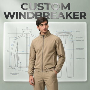 Custom Lightweight Nylon Windbreaker Outfit <b>Men</b> <b>Hoodie</b> Shorts Set Windproof Sportswear <b>Running</b> Training Fashion Wear - Product Image 2