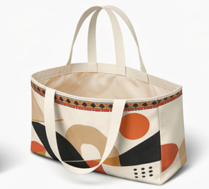 Geometric Pattern <b>Canvas</b> <b>Tote</b> Bag Large Size Hand Carry Shopping Bag Daily Use - Product Image 3