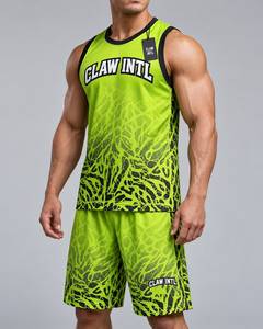 Conjunto de Uniforme de Baloncesto Unisex Claw Intl Verde Lima y Negro con Estampado Digital, Transpirable, de Poliéster, para Adultos, con Tecnología de Detección de Agujas, Sin Costuras - Product Image 3