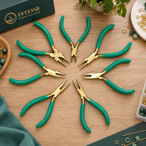 Juego de Pinzas Profesionales para Hacer Joyas, 8 Piezas, Kit de Herramientas Manuales de Precisión, Mango Verde, Acabado Dorado, Embalaje Personalizado - Product Image 6
