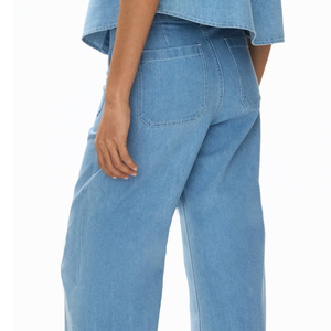 Pantalon décontracté en jean taille haute coupe droite pour femme, style streetwear, design personnalisé, marque privée - Product Image 4