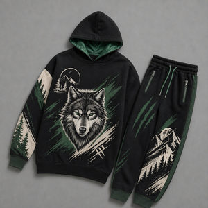 Mens Gym Wear Set Cotton Fleece Hooded Sweatshirt Jogger <b>Pants</b> Professional Training Apparel Soft Stretch Comfortable Fit - Product Image 1