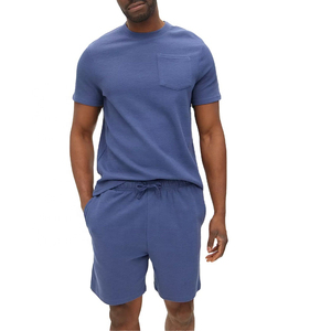 <b>Knee</b> Length Mid Waist Drawstring Solid Front Logo 100% Cotton Men Shorts Breathable Comfortable Casual Everyday - Product Image 3