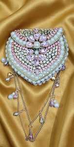 Sac à main traditionnel en pierres mosaïques Kundan pour femmes, fait main, pour mariage, soirée, pochette de luxe, tenue ethnique festive pour occasions spéciales - Product Image 3