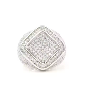 Anillo de Sello de Lujo con Diamantes en Halo Cuadrado - Product Image 3