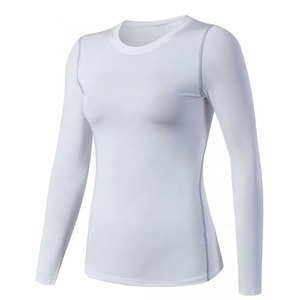 T-shirt de sport pour femme en polyester élasthanne haute élasticité, séchage rapide, compression, personnalisable avec logo, vêtements de fitness - Product Image 4
