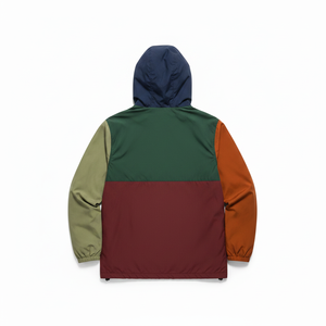 Veste coupe-vent à capuche pour homme, color-block, demi-zip, coupe-vent, décontractée, en nylon, avec décoration de badge, pour l'automne - Product Image 2