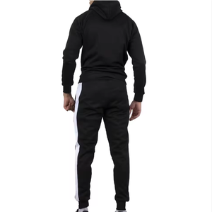 Conjunto Deportivo Informal para Hombre, Sudadera con Capucha y Pantalones Deportivos en Color Negro, con Bloques de Color, Logotipo Personalizado, Dos Piezas, Ropa Urbana - Product Image 6